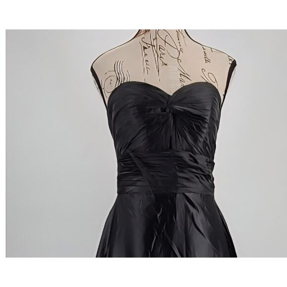 Black satin formal prom Ball gown strapless sweetheart top SZ 4 Goth wedding - Picture 4 of 13